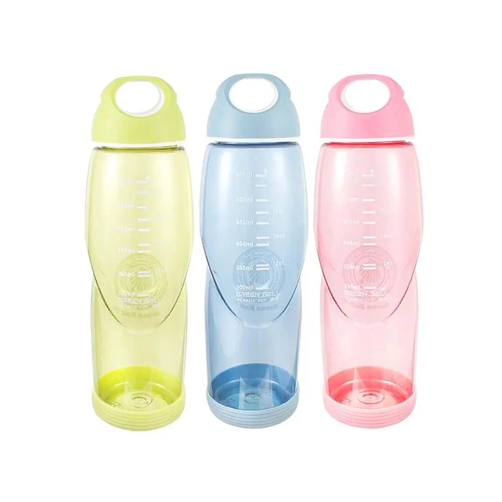 【GREEN BELL 綠貝】輕巧水壺/防滑隨手杯-附止滑墊600ml3入組(寬口 防漏 輕便 運動 露營 不含BPA)
