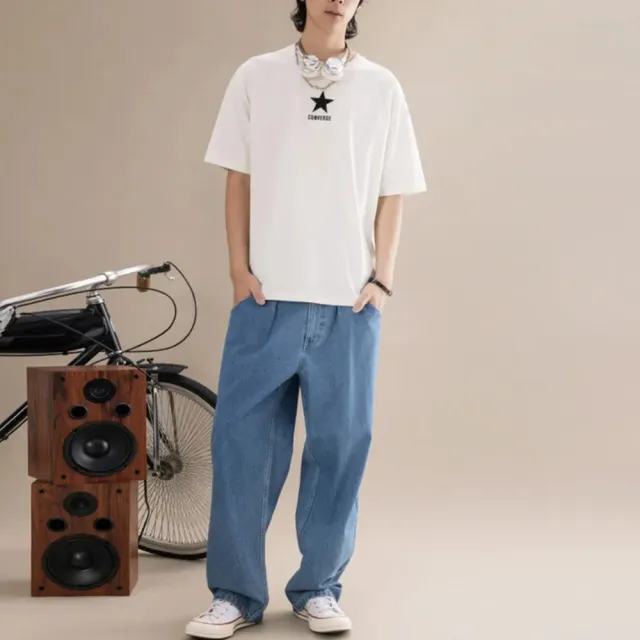 【CONVERSE】短袖上衣 男 寬鬆版型 TEE 米白 MCK057-W2Y