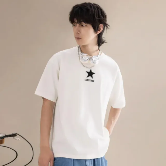 【CONVERSE】短袖上衣 男 寬鬆版型 TEE 米白 MCK057-W2Y