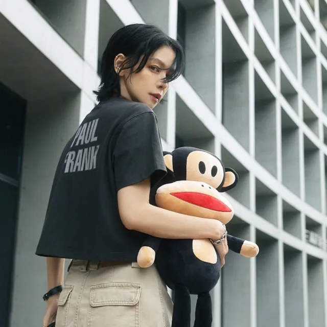 【Paul Frank 大嘴猴】官方直營  Vivian徐若瑄聯名款 〜 黒い魂鬪志 迷彩愛心短版T恤 黑色