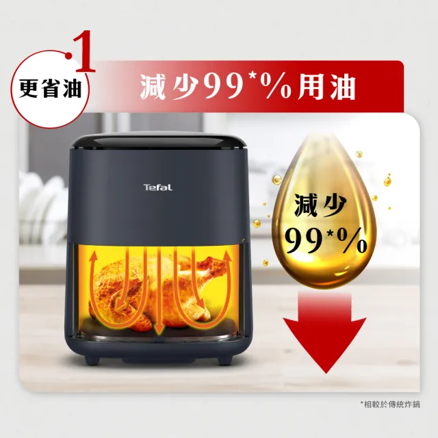 【Tefal 特福】360°熱旋快速6人份5L觸控式氣炸鍋-EY2458H0