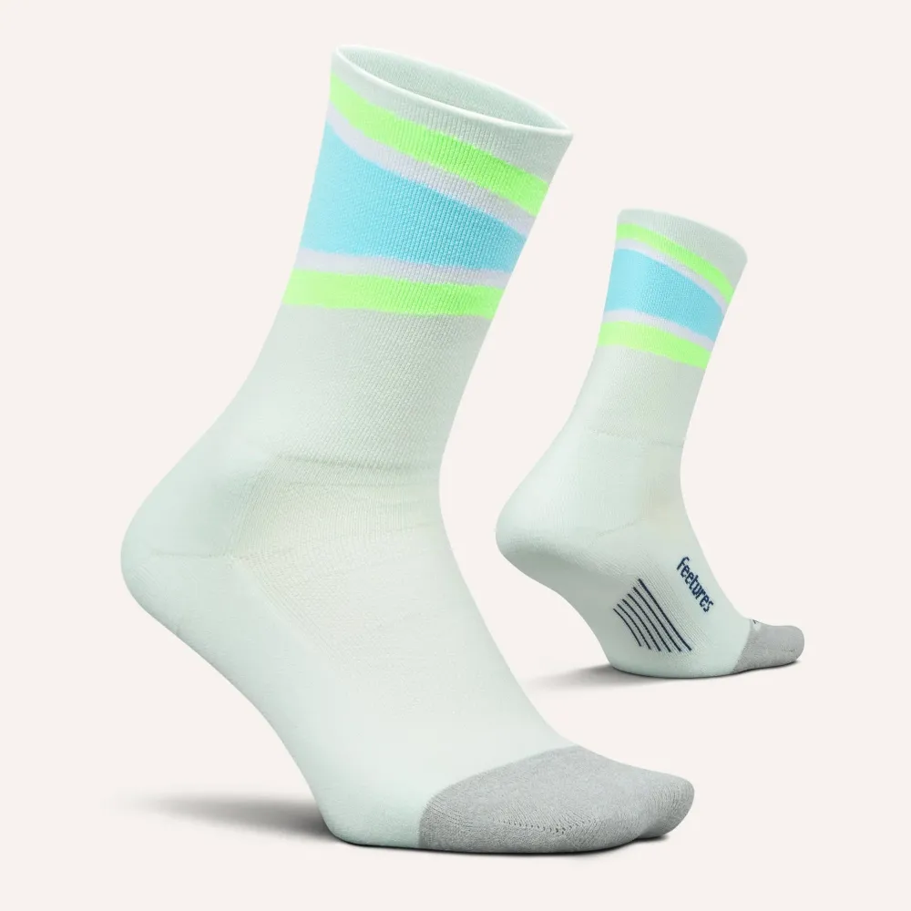 【Feetures】中筒緩震跑襪 薄荷綠-藍綠色塊 Elite Light Cushion Crew E90