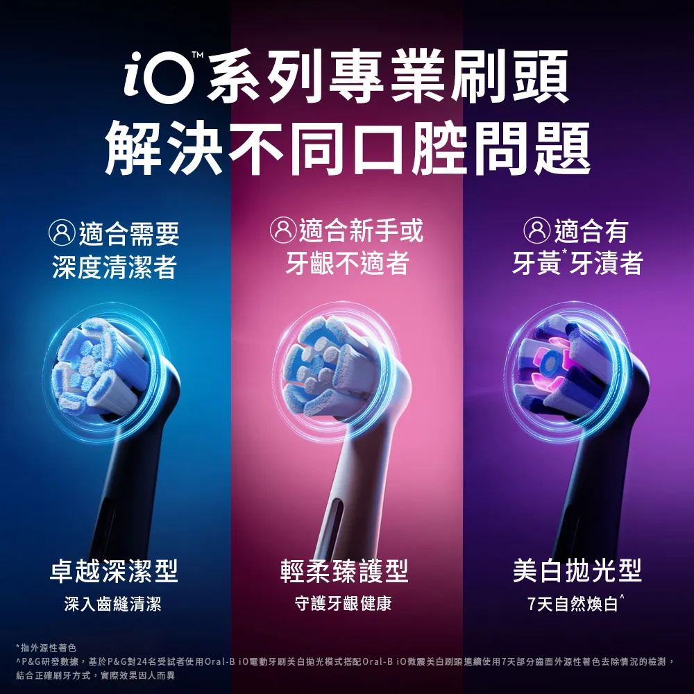 【Oral-B 歐樂B】電動牙刷 iO專用刷頭4入-官方正貨 清潔(黑)/清潔(白)/美白/溫和