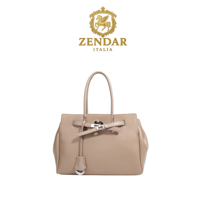 【ZENDAR】台灣總代理 頂級小牛皮手提包肩背包 葛蕾絲系列 (幕斯杏)