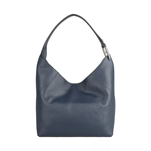 【FURLA 芙拉】FURLA 電鍍金字LOGO Lara系列小牛皮磁釦式肩背包(中/地中海藍)