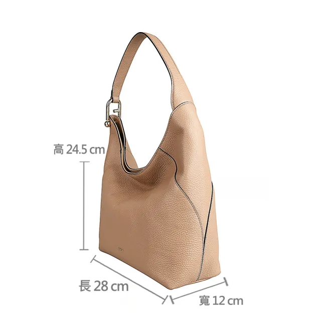 【FURLA 芙拉】FURLA 電鍍金字LOGO Lara系列小牛皮磁釦式肩背包(中/沙漠黃)