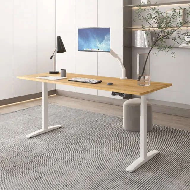 【Flexispot】三節磁吸式電動升降桌140x70桌組 不含安裝(磁吸式理線盤)