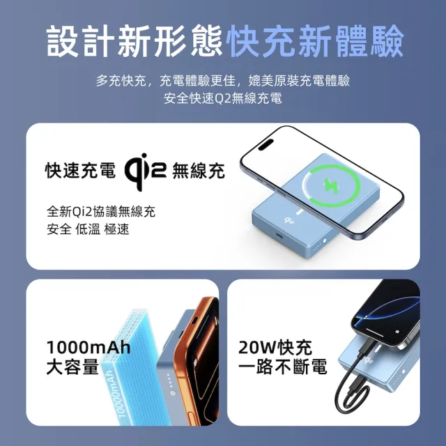 【Philips 飛利浦】2入組-DLP2719Q Qi2 10000mAh 立架式磁吸無線快充行動電源(MagSafe/_36Wh_具Wh標示)