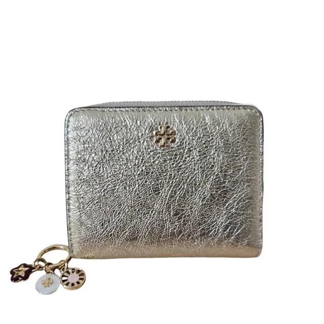【TORY BURCH】tb 專櫃新款富貴金蔥/雪花白紋吊飾短夾禮盒組贈原廠紙袋
