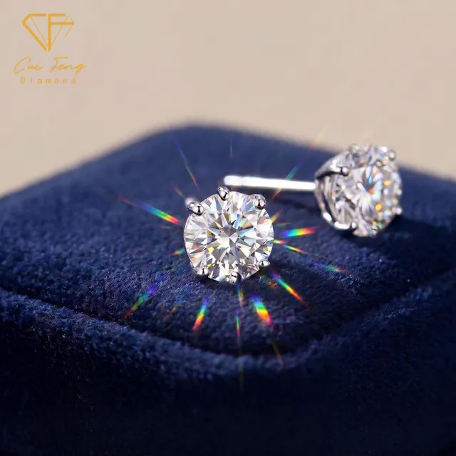 【CF Diamond】耳環 莫桑鑽《永恆之星》一對共2克拉 新品 (一克拉 耳釘 耳針 耳飾 生日禮物)