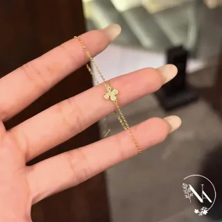 【NANA】娜娜 S925鍍14K金四葉草滿鑽手鍊兩色 N115081305(S925 鍍14K金 四葉草 滿鑽 手鍊 兩色)
