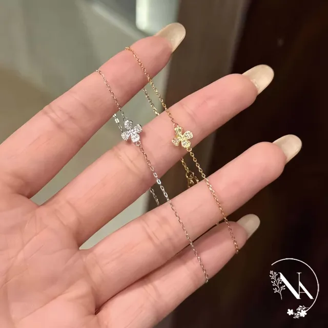 【NANA】娜娜 S925鍍14K金四葉草滿鑽手鍊兩色 N115081305(S925 鍍14K金 四葉草 滿鑽 手鍊 兩色)