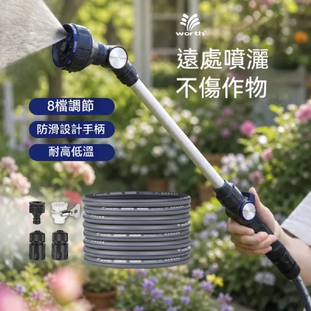 【ZHIPU 芝浦】長杆噴水水槍 多功能噴水槍 園藝灑水槍 50米水管套裝 洗車澆花噴頭 八檔出水模式 定制款L