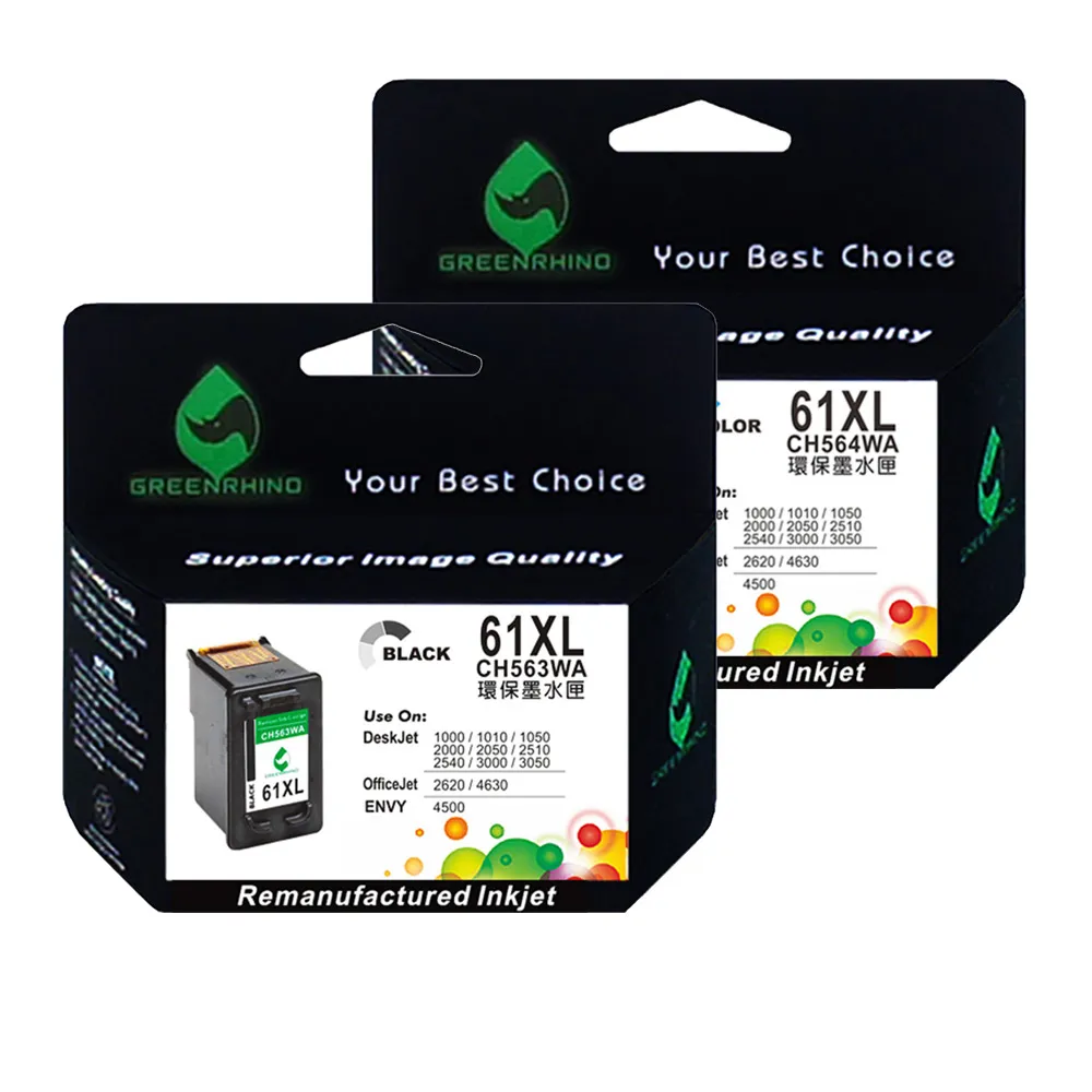 【綠犀牛】for HP 1黑1彩 NO.61XL CH563WA+CH564WA 環保墨水匣(適用Deskjet /DJ 1000/1010/1050)