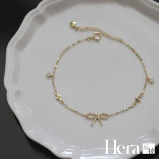 【HERA 赫拉】S925鍍14K金麻花蝴蝶結四葉草手鍊兩色 H115081302(S925 鍍14K金 麻花蝴蝶結 四葉草 手鍊)