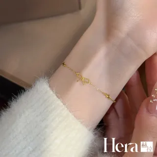 【HERA 赫拉】S925鍍14K金麻花蝴蝶結四葉草手鍊兩色 H115081302(S925 鍍14K金 麻花蝴蝶結 四葉草 手鍊)