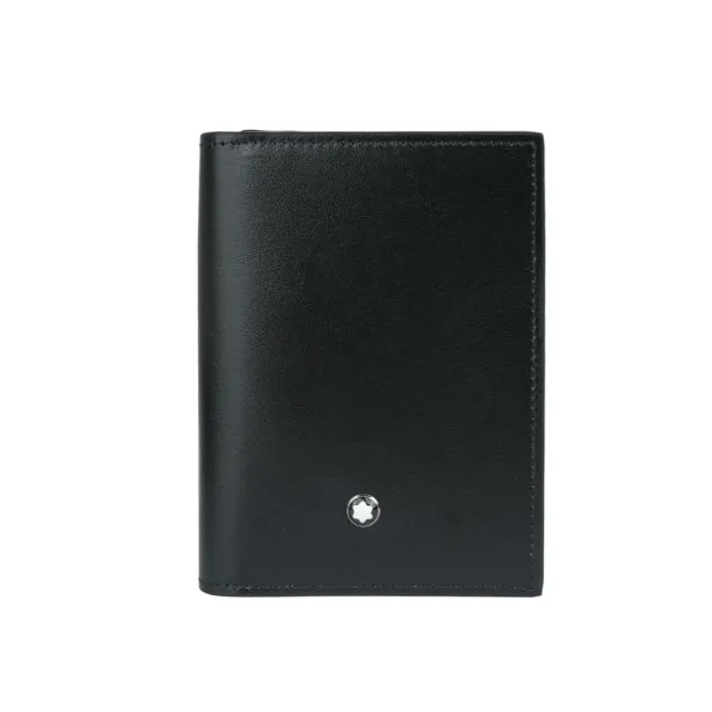【MONTBLANC 萬寶龍】Meisterstuck 大班系列光滑牛皮二折4卡卡片夾/名片夾(黑色)