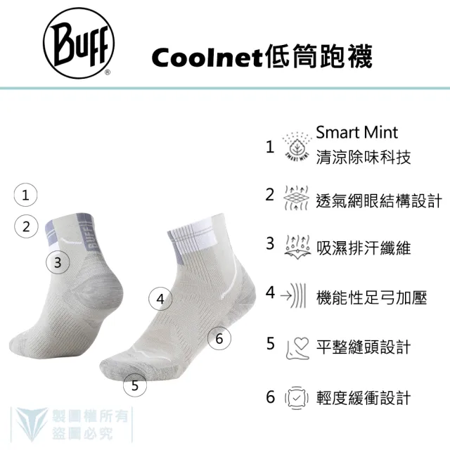 【BUFF】Coolnet 低筒跑襪 - 多色可選 (自行車/車襪/戶外/登山/健行/CoolNet涼感科技)