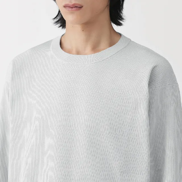 【MUJI 無印良品】男速乾可水洗羅紋針織長袖T恤(淺灰/黑色/深藍)