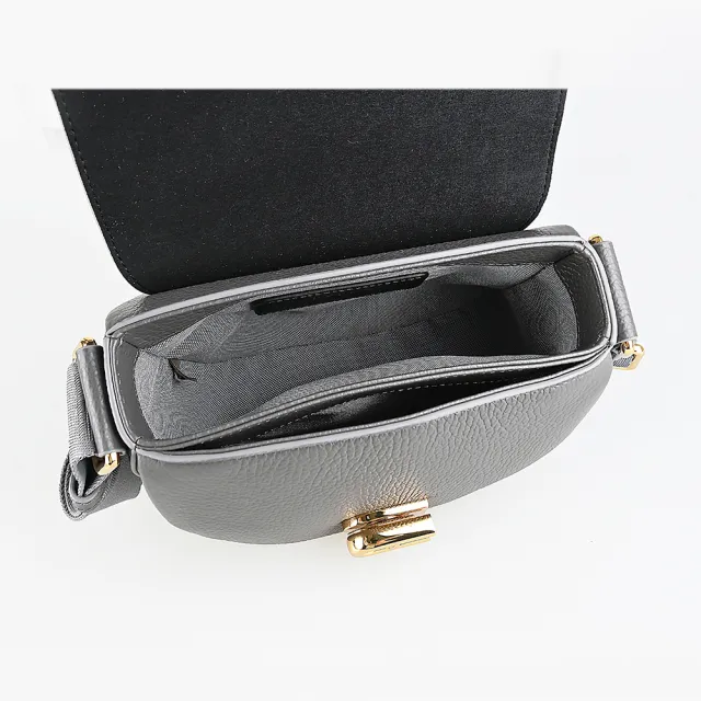 【FURLA 芙拉】FURLA 壓印LOGO LOTUS系列小牛皮拱門鎖扣迷你肩背/斜背包(迷你/灰)