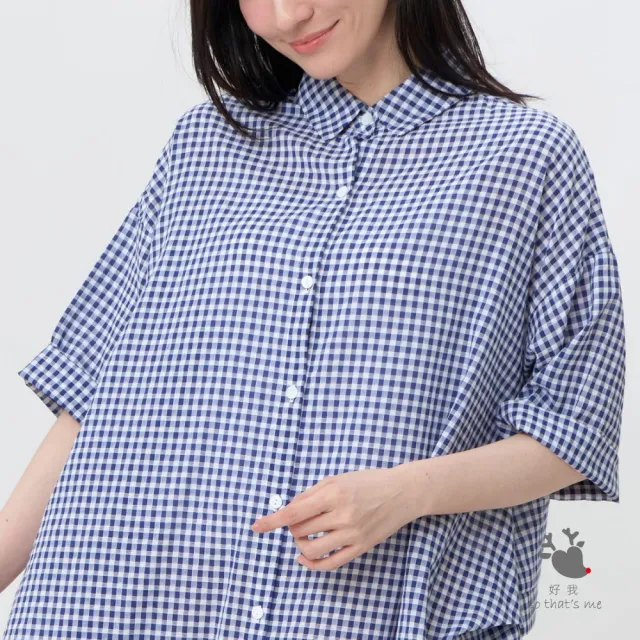【so that’s me 好我】Nancy格紋開襟寬鬆口袋洋裝(小藍格)