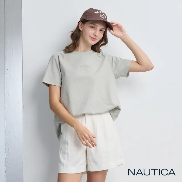 【NAUTICA】官方旗艦 女裝 簡約Logo短袖T恤(灰色)