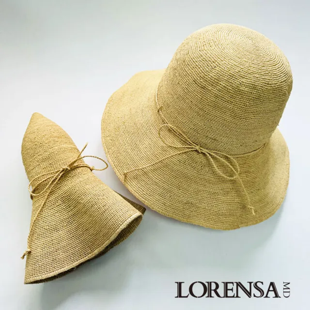 【Lorensa 蘿芮】拉菲草蝴蝶結手工編織女草帽 大帽簷遮陽 可折好攜帶 日系氣質淑女風
