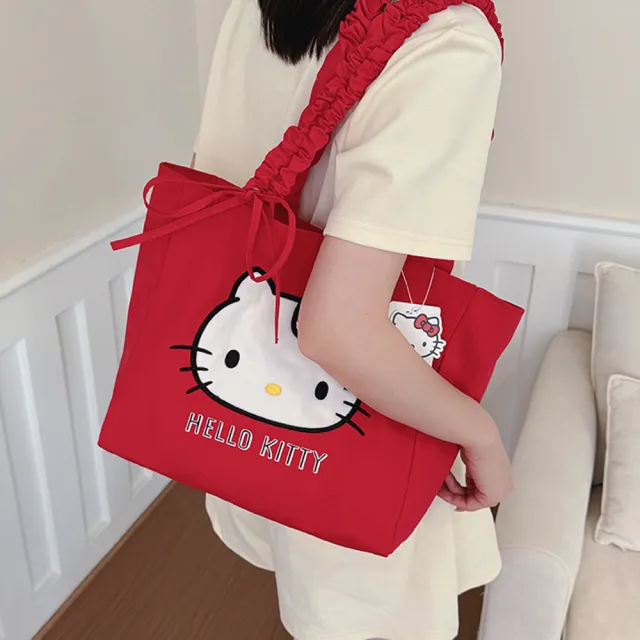 【SANRIO 三麗鷗】雙11 凱蒂貓大容量單肩托特包(Hello Kitty)