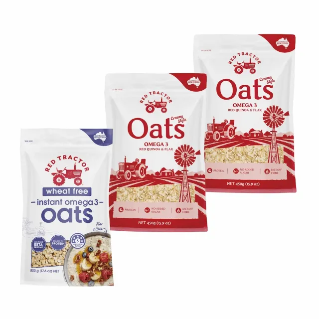 【Red Tractor】超級Omega3-奇亞籽&亞麻籽x紅藜＆亞麻籽燕麥片-3入組(澳洲原裝)