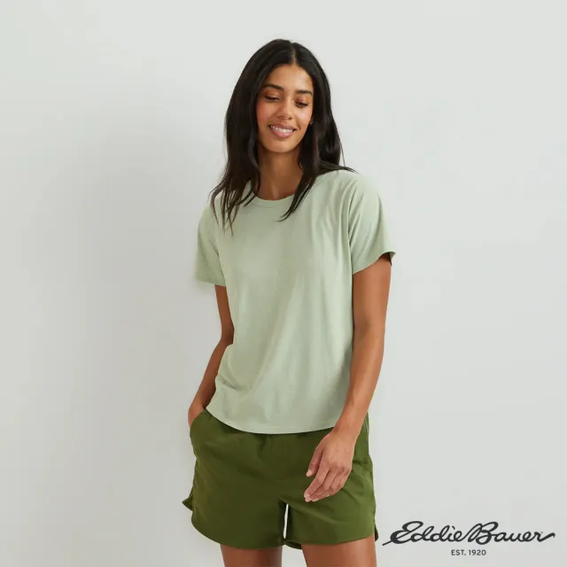 【Eddie Bauer】女性短袖透氣排汗圓領上衣 淡綠 21650957
