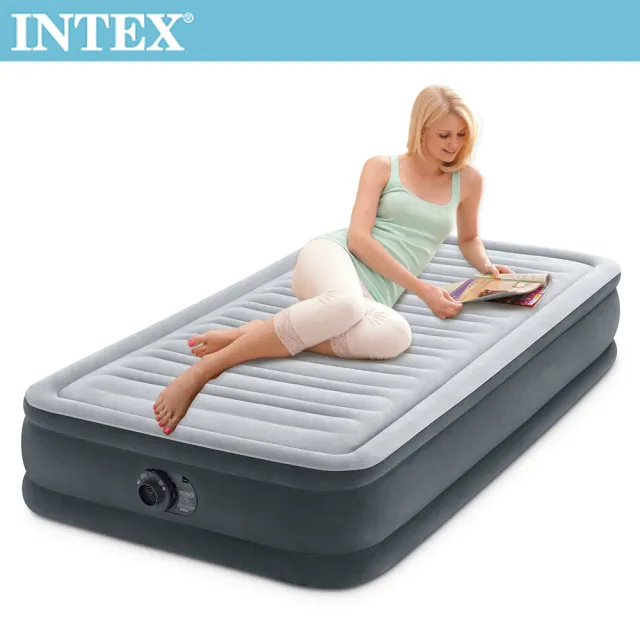 【INTEX】豪華型橫條內建電動幫浦充氣床-單人加大99cm(67765ED)