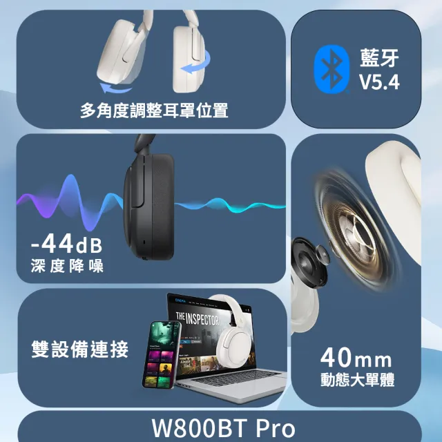 【EDIFIER】MR3 監聽喇叭（專屬APP｜聲學空間補償） + W800BT Pro 無線降噪耳罩耳機（45H長效續航）