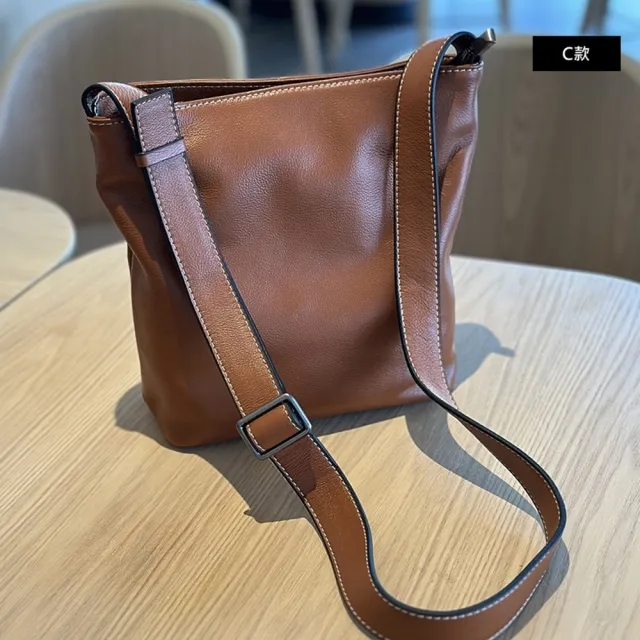 【米蘭精品】現貨+預購 真牛皮水桶包復古側背真皮革肩背包(日系斜背女包包3款ma1mk6 B)
