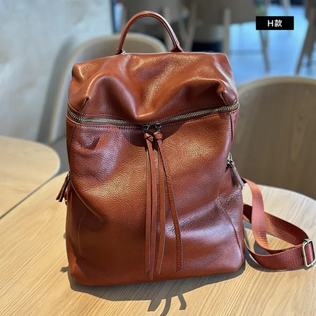 【米蘭精品】現貨+預購 真牛皮後背包真皮革雙肩包旅行包(大容量書包斜背女包包3款ma1mk22 C)