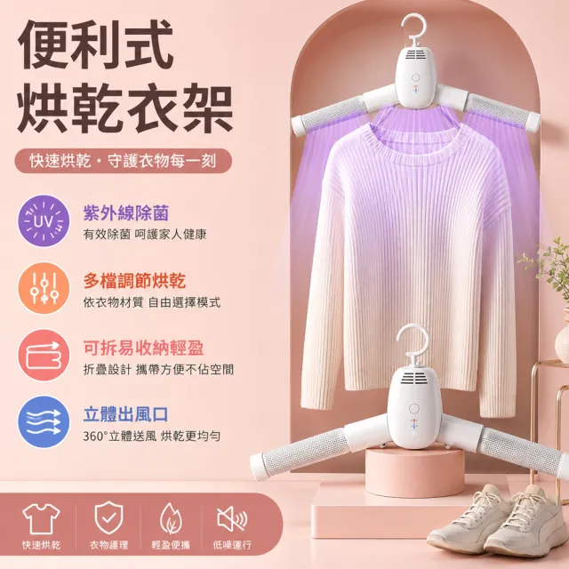 Loha 樂活家 可折疊烘乾衣架 隨身便攜（一機多用 多檔調溫 速乾除味 高效除菌 立體熱風急速幹衣）