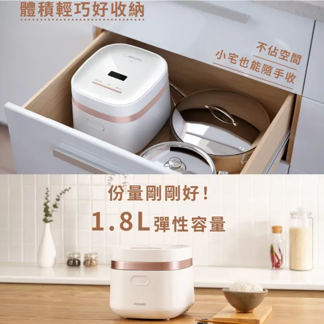 【Philips 飛利浦】抽UX20戰鬥陀螺_鎖香迷你4人份電子鍋_HD3073_小香鍋(兩色任選)