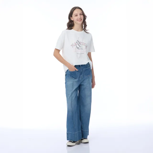 【NAUTICA】官方旗艦 女裝 學院航海風抗UV短袖T恤(白色)