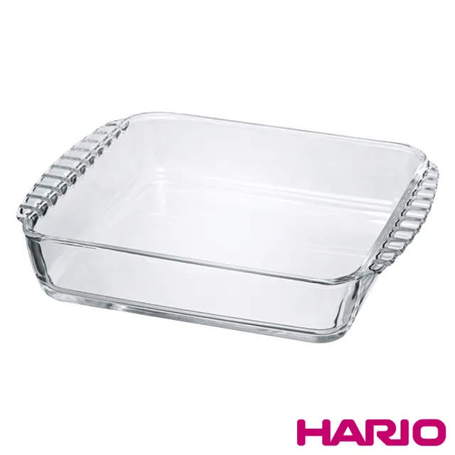 【HARIO】日本耐熱玻璃焗烤盤-2L-方形-日本製(HKOZ-200-BK)