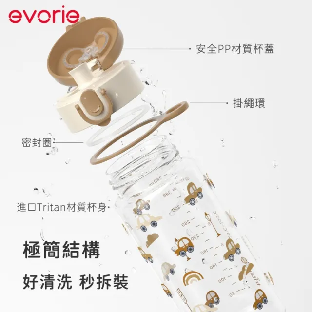 【Evorie】Tritan兒童水杯380ml 直飲 / 吸管杯(幼兒水杯 兒童水壺 幼稚園水壺)