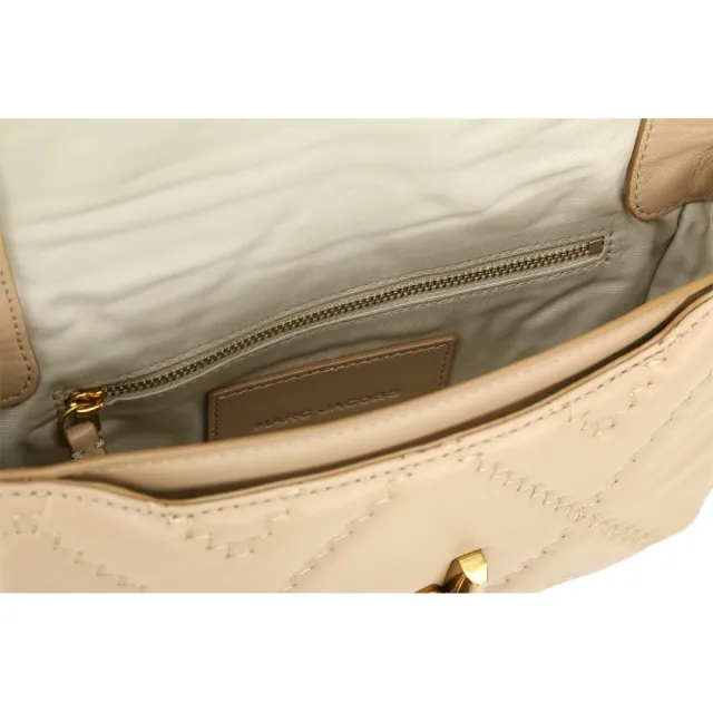 【MARC JACOBS】The J Marc 附雙背帶絎縫羊皮鍊帶肩/斜背包(奶茶色 鍊條包 兩用包 小方包 mj)