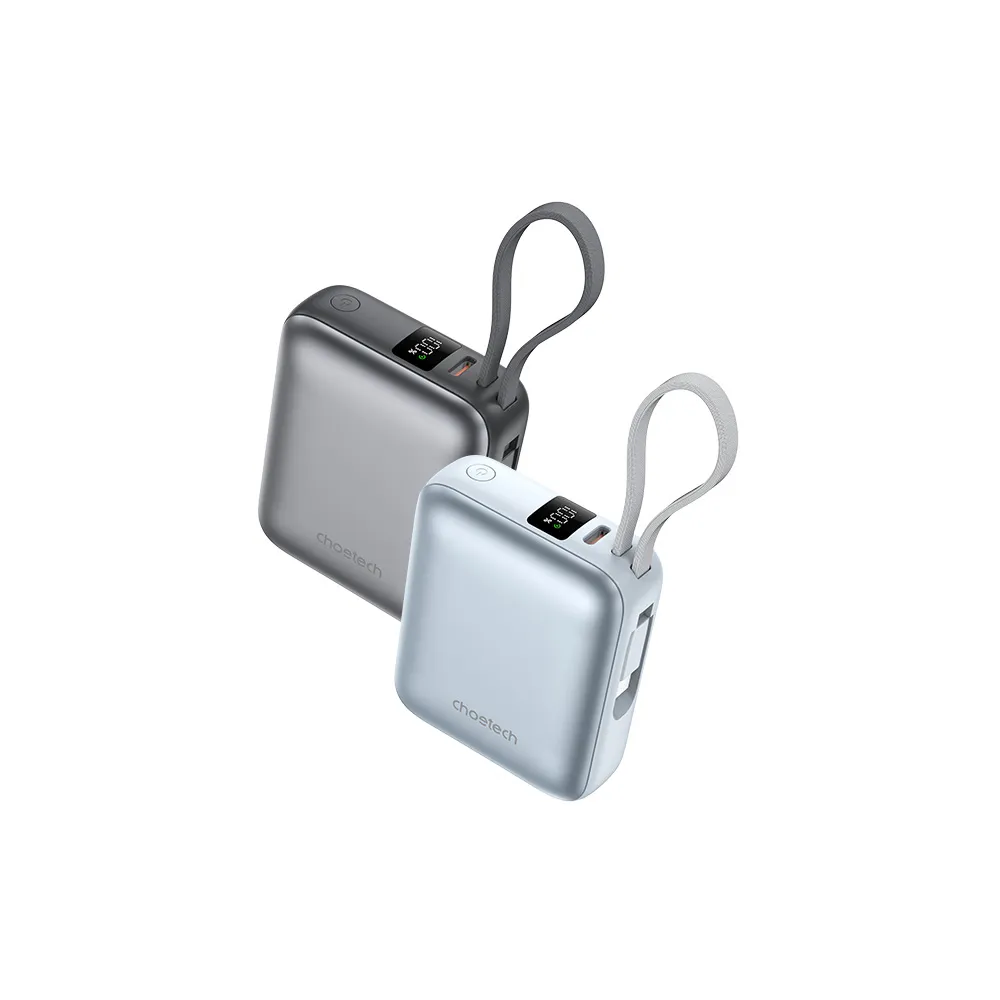 【Choetech】掌心充｜10000mAh 35W自帶線快充行動電源 B832(輕鬆攜帶 高效充電)
