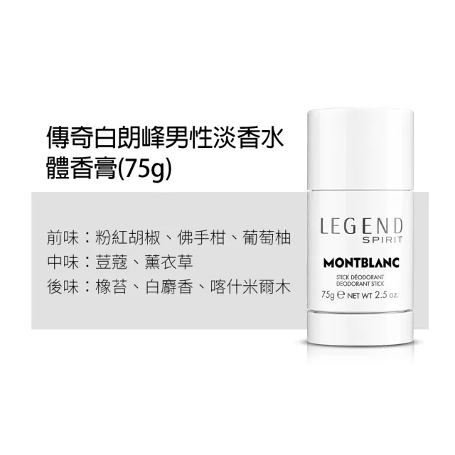 【MONTBLANC 萬寶龍】傳奇經典/傳奇白朗峰/探尋旅者男性體香膏75g-任選(專櫃公司貨)