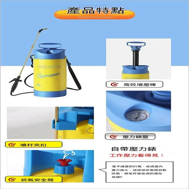 【AnDa 安達】8升壓力表噴壺園林澆水清潔消毒氣壓噴霧器肩負式噴霧瓶澆花