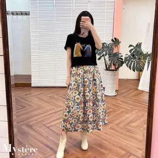 【my stere 我的時尚秘境】雙11 閃耀微光雙馬童趣繪畫T恤 三色 棉T 休閒T 印花T恤 彈性T 親膚上衣