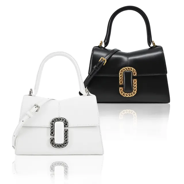 【MARC JACOBS】St Marc 鏈環LOGO牛皮手提/斜背兩用包(二色選)