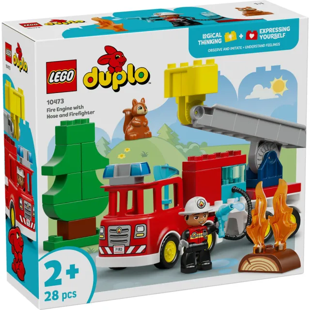 【LEGO 樂高】得寶系列 10473 附水管消防車和消防員(兒童積木 玩具車 益智早教 角色扮演 大顆粒 禮物 2歲)
