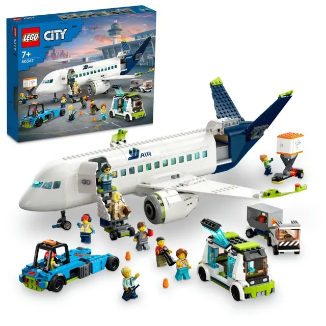 【LEGO 樂高】城市系列 60367 客機(兒童玩具 飛機模型 益智積木 機場角色扮演 互動游戲 STEM 禮物 7歲以上)