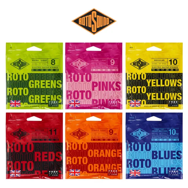 【ROTOSOUND】電吉他弦 09-42｜R9｜鍍鎳電吉他弦｜三入組｜英國製造