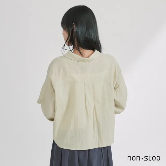 【non-stop】花朵刺繡綁帶七分袖襯衫-2色