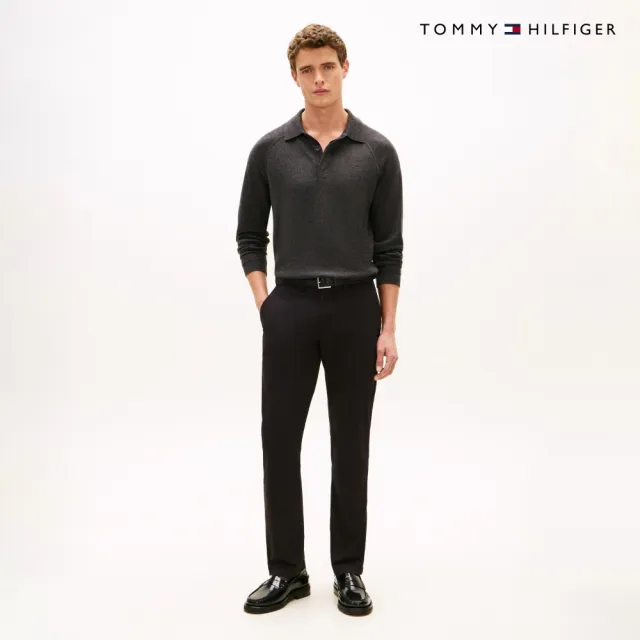【TOMMY HILFIGER】官方旗艦館Flex Denton 棉質斜紋長褲_黑色